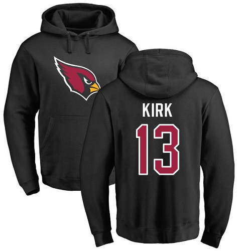 Arizona Cardinals Men Black Christian Kirk Name And Number Logo NFL Football #13 Pullover Hoodie Sweatshirts->nfl t-shirts->Sports Accessory
